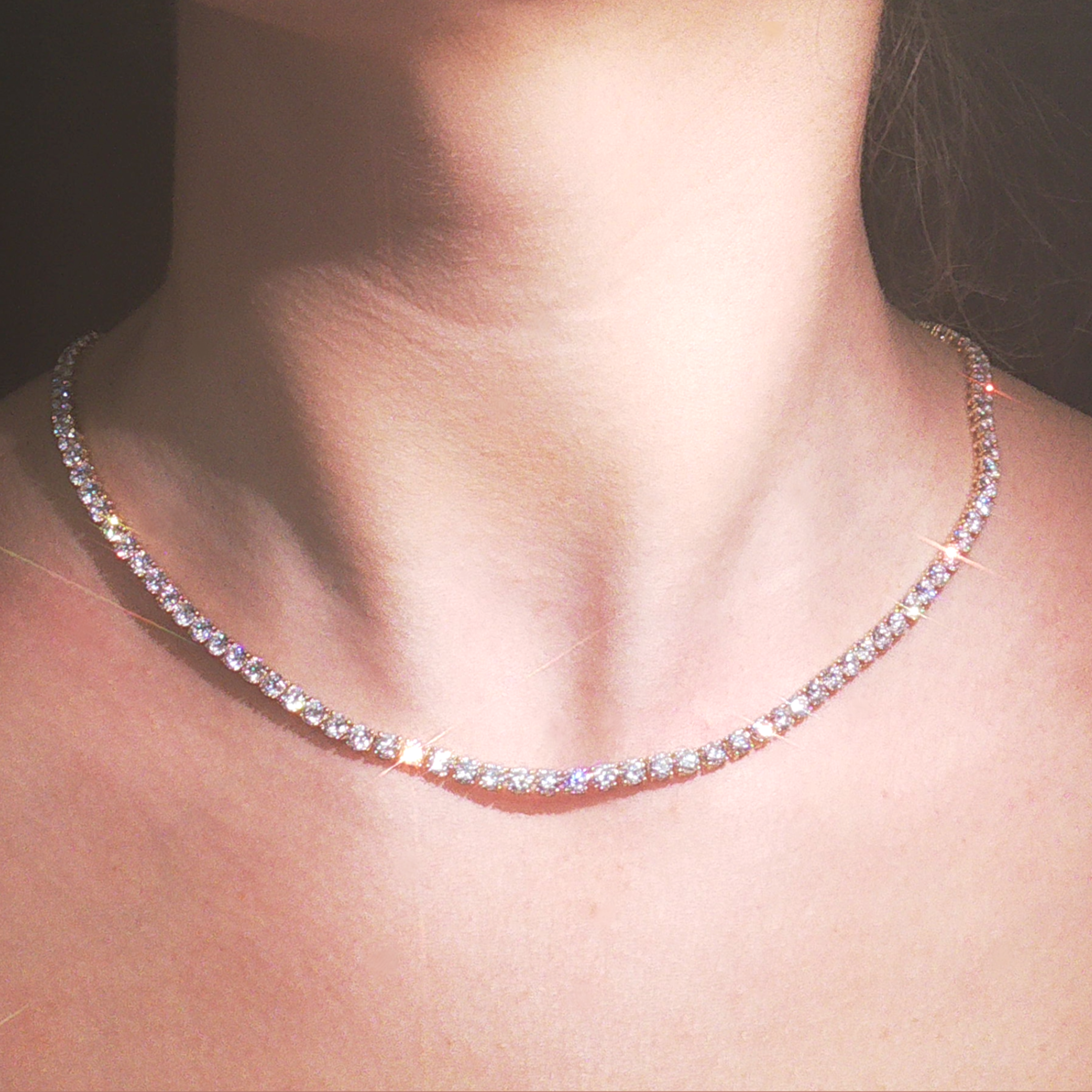 14ct YG Lab Grown Diamond Tennis Necklace