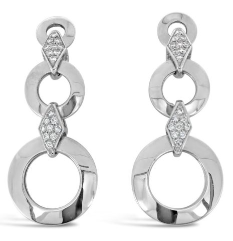 Diamond Set Cluster Drop Earrings
