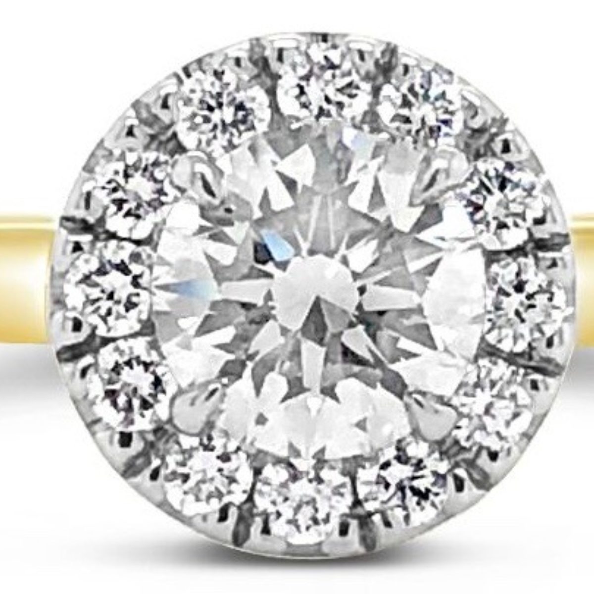 18ct yellow gold rbc diamond halo engagement ring Wishart Jewellers