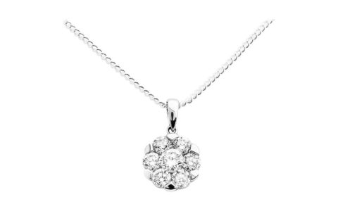 18ct White Gold Diamond Cluster Pendant | 0111360 | Beaverbrooks the  Jewellers